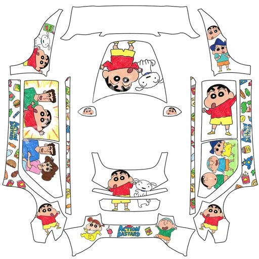 Tesla Model 3 (2024+) Standard & Premium — crayon shinchan PNG wrap texture