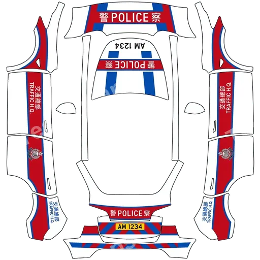 Tesla Model Y 2020-2024 — PNG-Wrap-Textur: hong kong police traffic