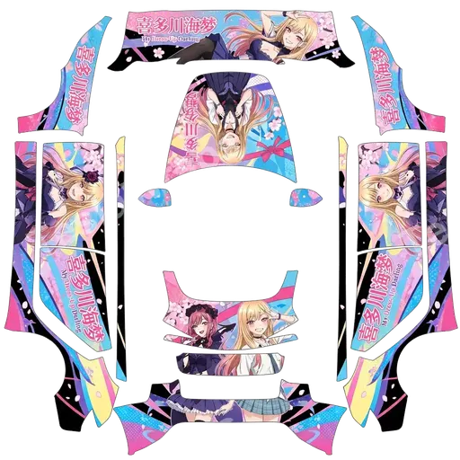 Tesla Model 3 (2024+) Standard & Premium — 帮我设计喜多川海梦的痛车 PNG wrap texture