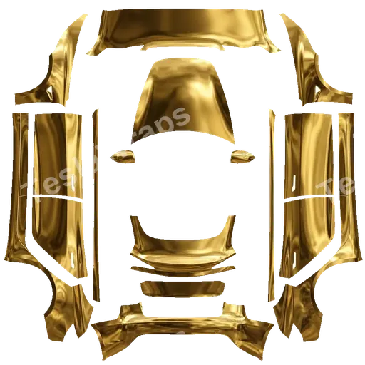 Tesla Model 3 (2024+) Standard & Premium — texture PNG du wrap A design made of gold to make it ultra premium with a chrome aspect