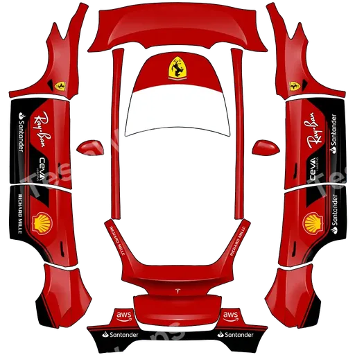 Tesla Model Y 2020-2024 — textura PNG del diseño Scuderia Ferrari Formula one team without ant numbers