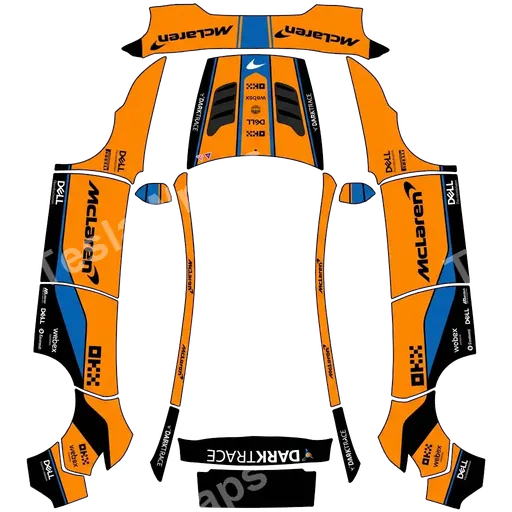 Tesla Model Y (2025+) Premium — PNG-Wrap-Textur: mclaren formula1 design