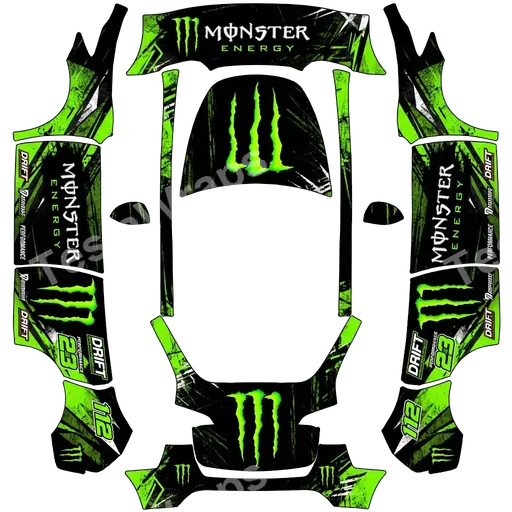 Tesla Model Y 2020-2024 — Monster Energy PNG 랩 텍스처