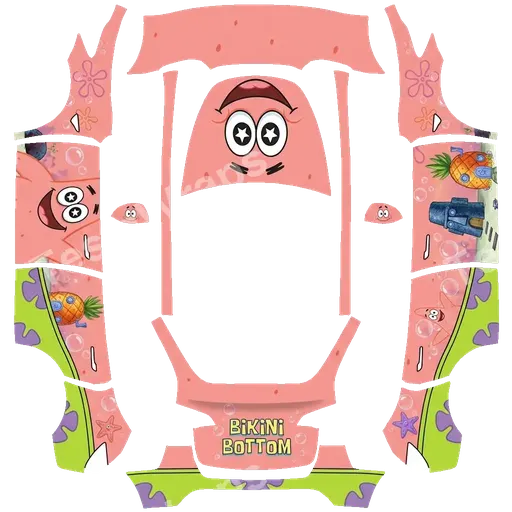 Tesla Model Y 2020-2024 — Bikini Bottom Patrick Star Theme PNG wrap texture