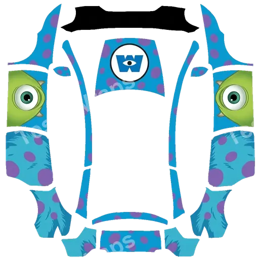 Tesla Model Y L 2025+ — texture PNG du wrap Monsters, Inc. style