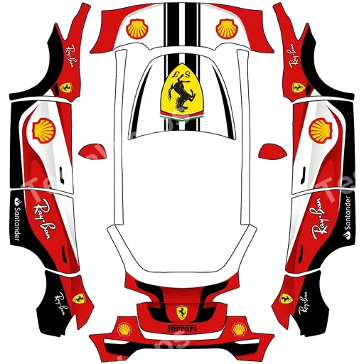 Tesla Model Y 2020-2024 — PNG-Wrap-Textur: Scuderia Ferrari formula one team wrap without any number