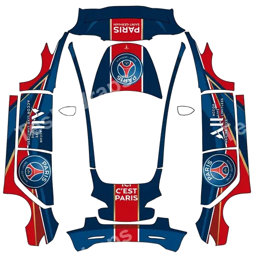 Tesla Model 3 2017-2023 — Une voiture du PSG qui ressemble au bus du PSG PNG wrap texture