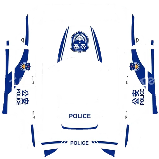 Tesla Model 3 (2024+) Standard & Premium — Chinese police car PNG wrap texture