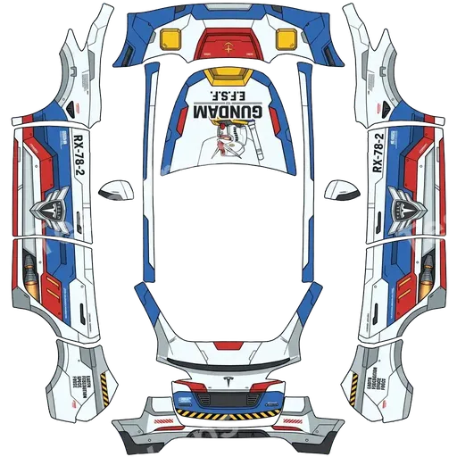 Tesla Model Y 2020-2024 — PNG-Wrap-Textur: GUNDAM