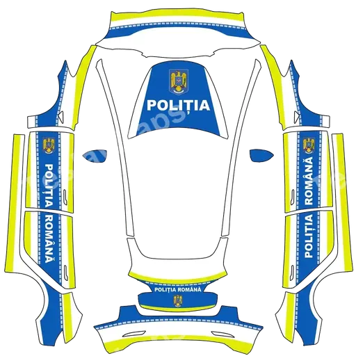 Tesla Model 3 2017-2023 — Romanian Police car PNG wrap texture