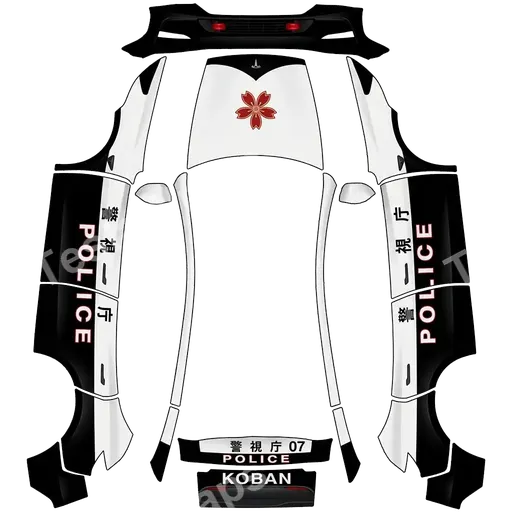 Tesla Model Y (2025+) Premium — texture PNG du wrap japanese police car
