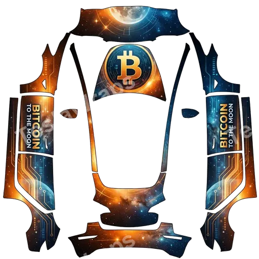 Tesla Model 3 2017-2023 — texture PNG du wrap BITCOIN INSIPRED DESIGN, BITCOIN TO THE MOON