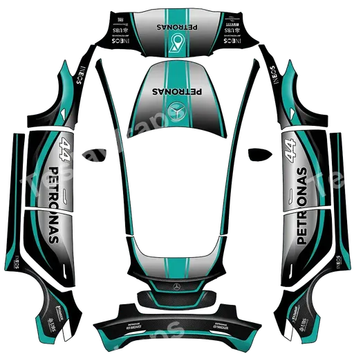 Tesla Model 3 2017-2023 — PNG-Wrap-Textur: F1 Mercedes