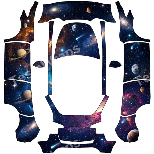 Tesla Model Y 2020-2024 — on the theme of space. PNG wrap texture