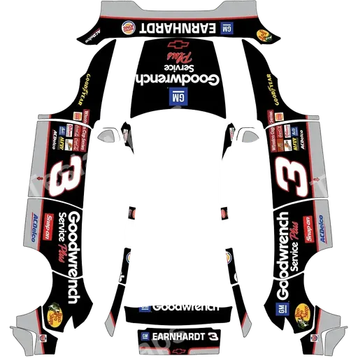 Tesla Model Y (2025+) Performance — textura PNG del diseño Dale Earnhardt sr good wrench nascar. Colors: black.
