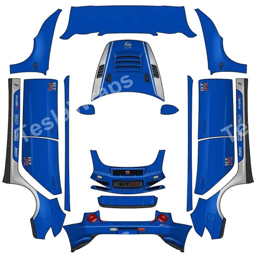 Tesla Model 3 (2024+) Standard & Premium — PNG-Wrap-Textur: NISSAN SKYLINE GTR R34