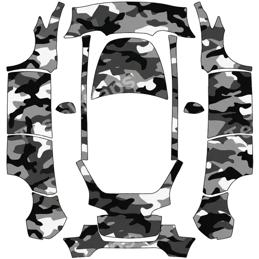 Tesla Model Y 2020-2024 — PNG-Wrap-Textur: Black, Grey and white urban camo