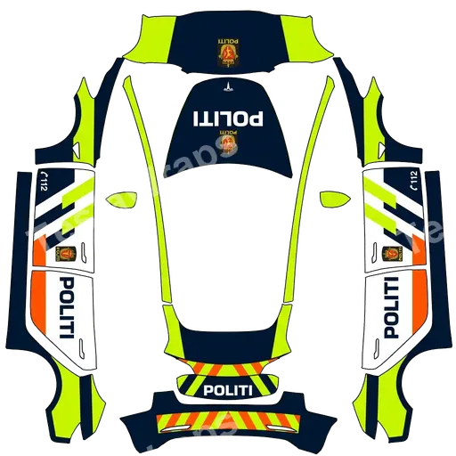 Tesla Model 3 2017-2023 — Do a Norwegian Police car design PNG 랩 텍스처