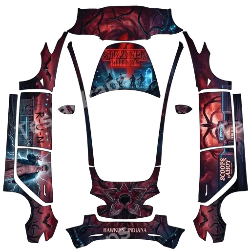 Tesla Model 3 2017-2023 — stranger things custom PNG wrap texture