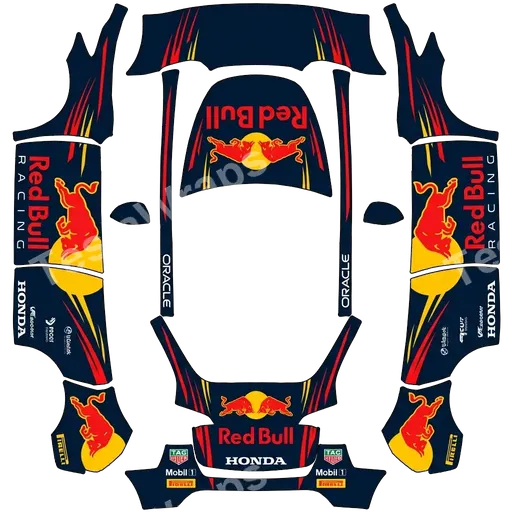 Tesla Model Y 2020-2024 — textura PNG del diseño Redbull Racing Formula one.