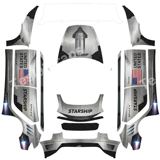 Tesla Model 3 (2024+) Standard & Premium — Starship PNG wrap texture