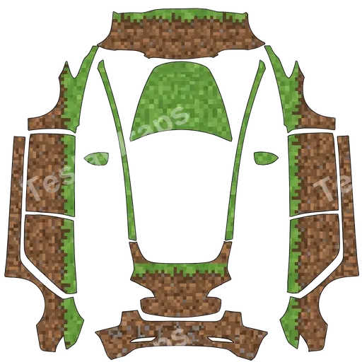 Tesla Model 3 2017-2023 — Minecraft grass block PNG 랩 텍스처