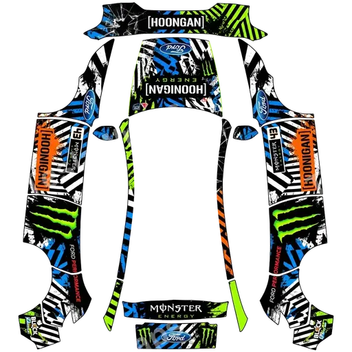 Tesla Model Y (2025+) Premium — textura PNG del diseño ken block