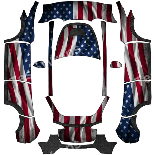 Tesla Model Y 2020-2024 — American Flag with carbon fiber accents PNG wrap texture