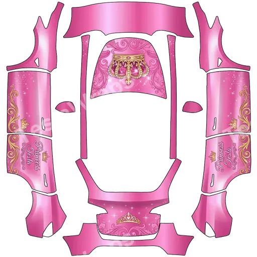 Tesla Model Y 2020-2024 — A princess tesla with a crown and is pink PNG wrap texture