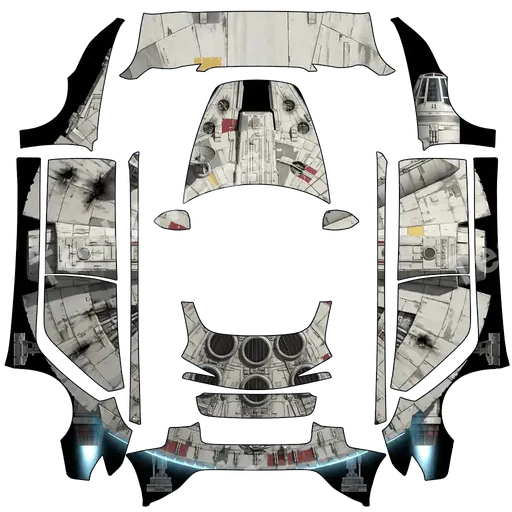 Tesla Model 3 (2024+) Standard & Premium — texture PNG du wrap Décorer la tesla tel le faucon Millenium de star wars