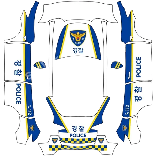 Tesla Model Y 2020-2024 — korean police PNG wrap texture