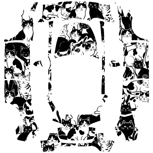 Tesla Model Y 2020-2024 — Bunch of black and white cats PNG wrap texture