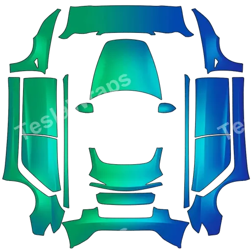Tesla Model 3 (2024+) Standard & Premium — green and blue gradient PNG 랩 텍스처