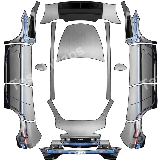 Tesla Model Y 2020-2024 — textura PNG del diseño Delorean time machine