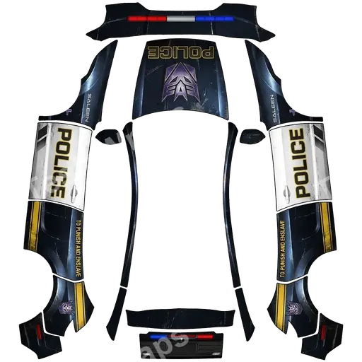 Tesla Model Y (2025+) Premium — texture PNG du wrap transformers movie decepticon barricade police car.