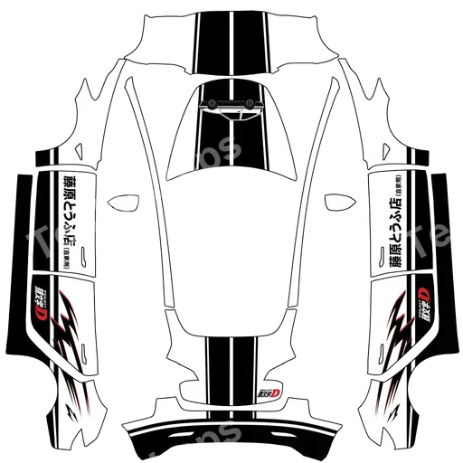 Tesla Model 3 2017-2023 — Initial D PNG 랩 텍스처