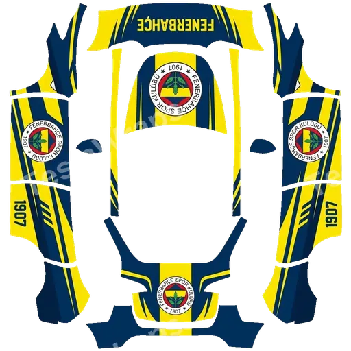 Tesla Model Y 2020-2024 — fenerbahçe spor klubü renkleri, logosu ile tasarla PNG 랩 텍스처