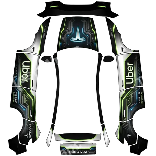 Tesla Model Y (2025+) Premium — PNG-Wrap-Textur: Uber robotaxi whit tesla