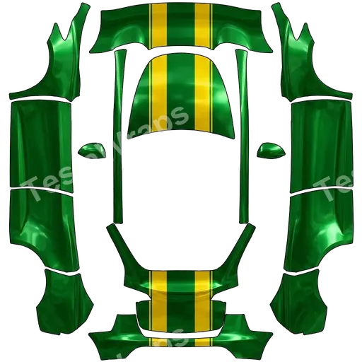 Tesla Model Y 2020-2024 — PNG-Wrap-Textur: metalick green with 2 yello lins on top