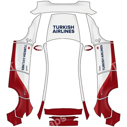 Tesla Model Y (2025+) Premium — textura PNG del diseño turkish airlines, aircraft liveries
