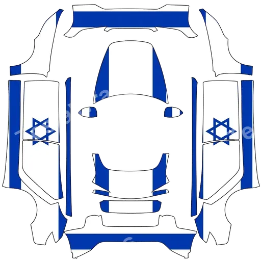 Tesla Model 3 (2024+) Performance — textura PNG del diseño Israel flag with the star on the door.