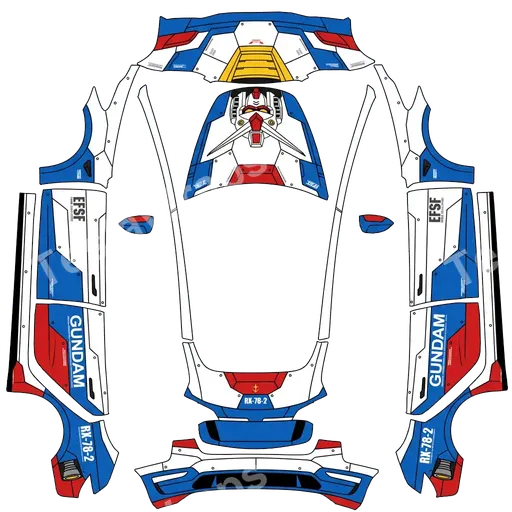 Tesla Model 3 2017-2023 — Gundam PNG 랩 텍스처