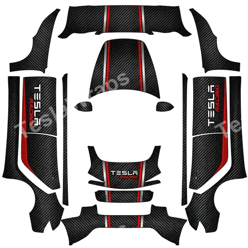 Tesla Model 3 (2024+) Standard & Premium — carbon fiber racing PNG wrap texture