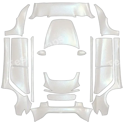 Tesla Model 3 (2024+) Standard & Premium — Sparkly white, shimmer pearlescent. Colors: white. PNG wrap texture