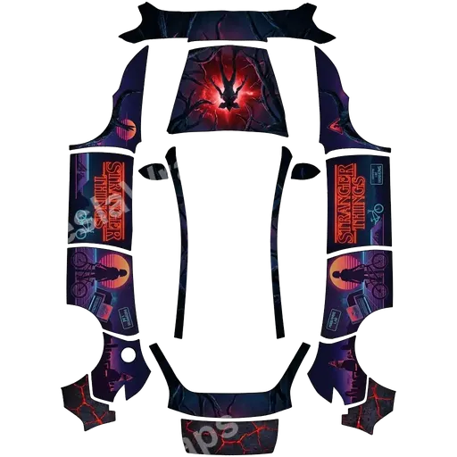 Tesla Model Y (2025+) Standard — Stranger things theme. PNG wrap texture