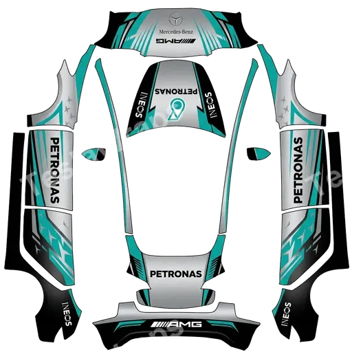 Tesla Model 3 2017-2023 — Mercedes Amg petronas F1. PNG wrap texture