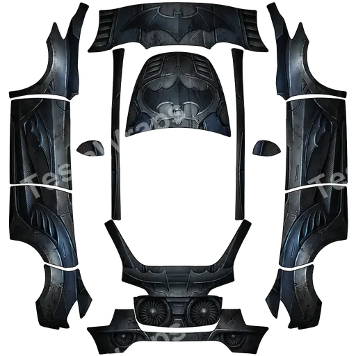 Tesla Model Y 2020-2024 — Erstelle mir ein Batman Batmobil. PNG wrap texture