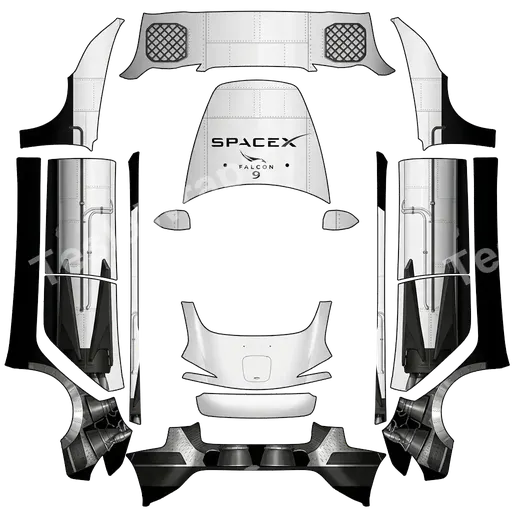 Tesla Model 3 (2024+) Standard & Premium — PNG-Wrap-Textur: SpaceX Falcon 9.