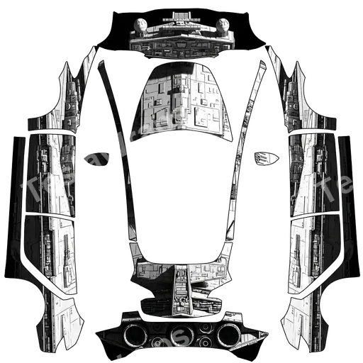Tesla Model 3 2017-2023 — Star wars star destroyer. Colors: black, white. PNG wrap texture