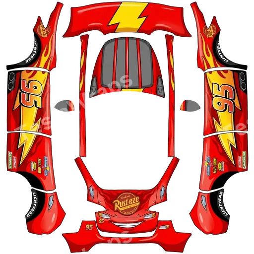 Tesla Model Y 2020-2024 — PNG-Wrap-Textur: Car design from the Cars movies.
